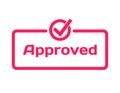 Approved template dialog bubble, flat style on white background. Basis with mark v icon for various word of plot. Vector