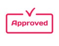 Approved template dialog bubble, flat style on white background. Basis with mark v icon for various word of plot. Vector