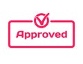 Approved template dialog bubble, flat style on white background. Basis with mark v icon for various word of plot. Vector