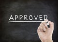 Approved text on blackboard Royalty Free Stock Photo