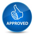 Approved (thumbs up icon) elegant blue round button