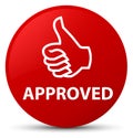 Approved (thumbs up icon) red round button