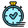 Approved timer icon color outline vector