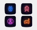 Approved, Train and Person icons. Parking sign. Winner badge, Tram, Edit profile. Car park. Vector