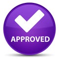 Approved (validate icon) special purple round button Royalty Free Stock Photo