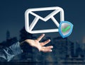 Approved and verified Email symbol displayed on a futuristic int