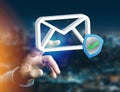 Approved and verified Email symbol displayed on a futuristic int