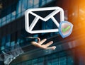 Approved and verified Email symbol displayed on a futuristic int