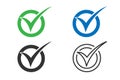 Approved, verified and protected icons. Guarantee, approval, acceptance and quality vector badges. Isolated vector