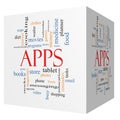 Apps 3D Cube Word Cloud Concept Royalty Free Stock Photo