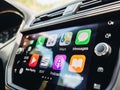 Apps on the Apple CarPlay dashboard in luxury Seat car