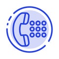 Apps, Call, Dial, Phone Blue Dotted Line Line Icon