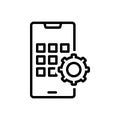 Black line icon for Apps Develop, smartphone and gadget Royalty Free Stock Photo