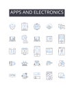 Apps and electronics line icons collection. Boxing, MMA, Wrestling, Judo, Kickboxing, Muay Thai, Karate vector and