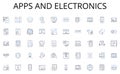 Apps and electronics line icons collection. Pursue, Quest, Explore, Discover, Search, Hunt, Probe vector and linear