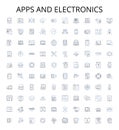 Apps and electronics outline icons collection. Apps, Electronics, Smartphones, Tablets, Wearables, Gadgets, Screens