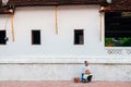 Senior local people waiting for luang prabang morning alms tradition