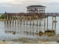 People going to the Sufr tower at Cloud 9, Siargao, Philippines, Apr 27, 2019 Royalty Free Stock Photo