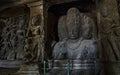 A UNESCO world Heritage site-Shiva sculpture in Elephanta Caves known as Gharapurichi taluka Uran, district Raigad Maharashtra