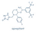 Aprepitant antiemetic drug molecule. Skeletal formula.