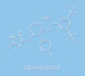 Aprepitant antiemetic drug molecule. Skeletal formula.