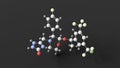 aprepitant molecule, molecular structure, emend, ball and stick 3d model, structural chemical formula with colored atoms