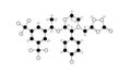 aprepitant molecule, structural chemical formula, ball-and-stick model, isolated image emend