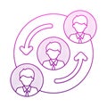 Rotation of business man concept with hand drawn outline doodle style Royalty Free Stock Photo