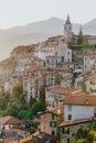 Apricale Italian medieval village, golden hour landscape