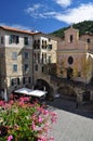 Apricale village, Liguria, Italy. Central square