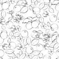 Apricot, line black-white seamless pattern