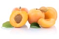 Apricot apricots slice half fruit fruits isolated on white Royalty Free Stock Photo
