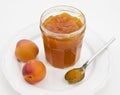 Apricot conserve with fresh fruit Royalty Free Stock Photo