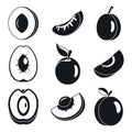 Apricot fruit icons set, simple style Royalty Free Stock Photo