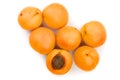 Apricot fruits isolated on white background. Top view. Flat lay pattern Royalty Free Stock Photo