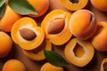 Close up Apricot full frame, fresh fruit background, Generated AI Royalty Free Stock Photo