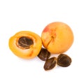 Apricot and half of fruit with fruits core Royalty Free Stock Photo