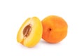 Apricot and half on white background Royalty Free Stock Photo