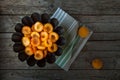 Apricot Halves With Sugar Syrup Above View Royalty Free Stock Photo