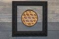 Apricot Jam Tart in a Frame, Wooden Background Royalty Free Stock Photo