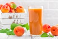 Apricot juice and fresh fruits Royalty Free Stock Photo