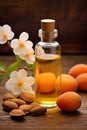 apricot kernel oil in a bottle. Generative AI,