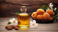 apricot kernel oil in a bottle. Generative AI,