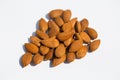 Apricot kernels on white background Royalty Free Stock Photo