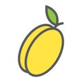 Apricot line icon, fruit and diet