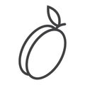 Apricot line icon, fruit and diet,
