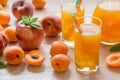 Apricot peach apple juice with ice.