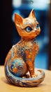 Apricot and Sapphire Cat: A Beautiful Feline in Artistic Style .