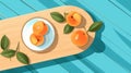 Apricot On Table: Modern 2d Vector Illustration