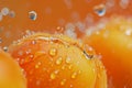 Apricot water drops. Generate Ai Royalty Free Stock Photo